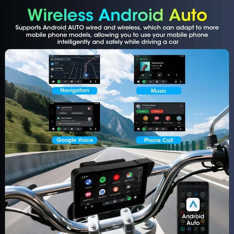 Navegación GPS Universal para motocicleta estilo BMW, 7 ", con soporte de estilo Original, inalámbrico, Carplay, Android Auto, IPX7, resistente al agua