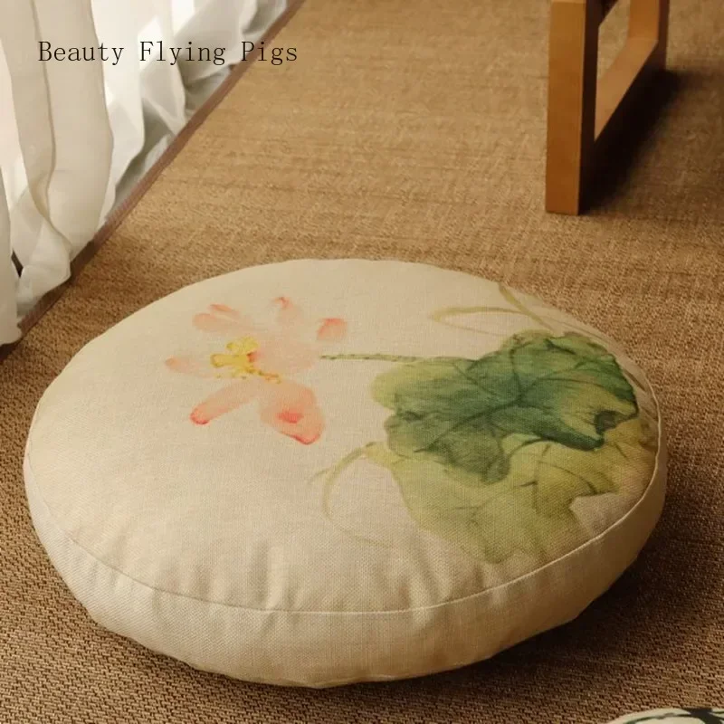 Chinese Linen Cotton Tea Ceremony Worship Buddha Floor Cushions Round Shape Thicken Office Balcony Cushion Tatami Yoga Mat