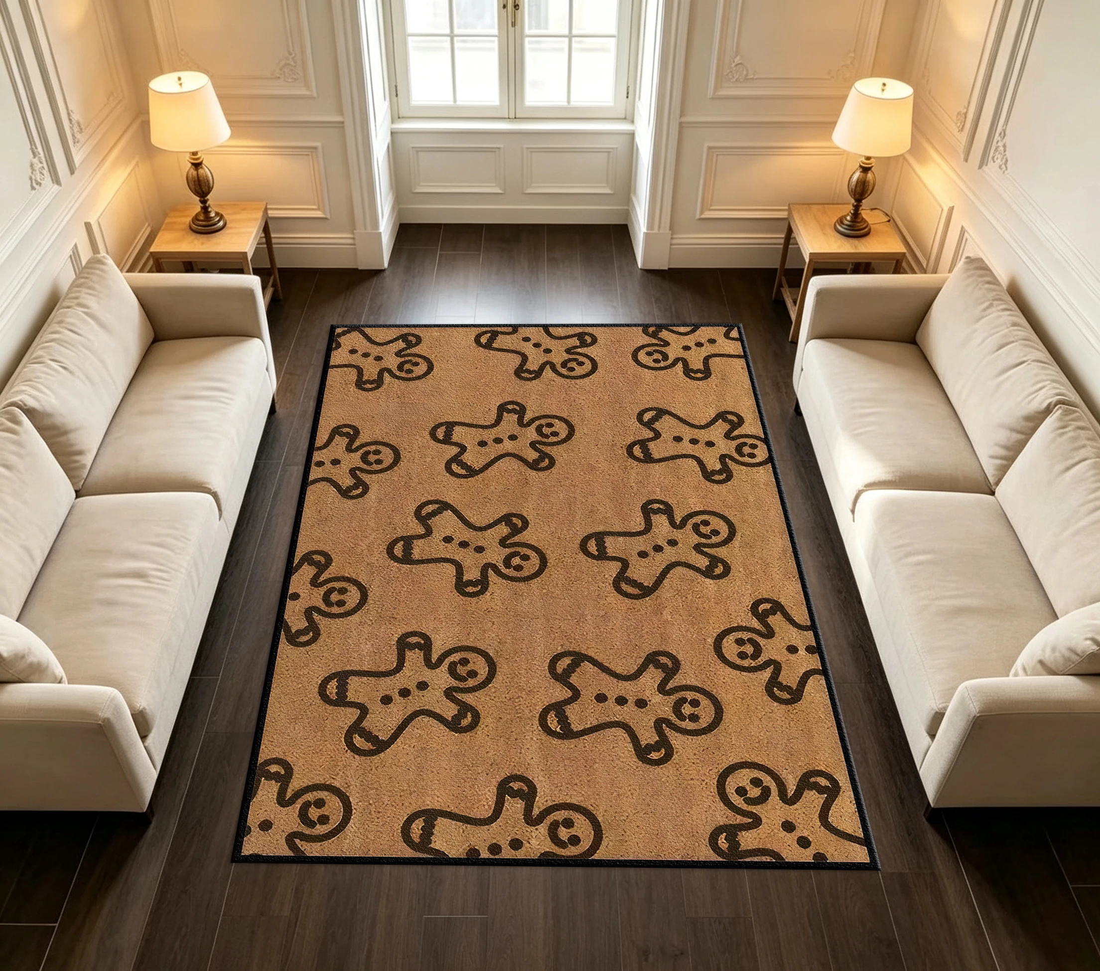 Gingerbread Man Cookie Christmas Winter Festive Home Decor Area Rug