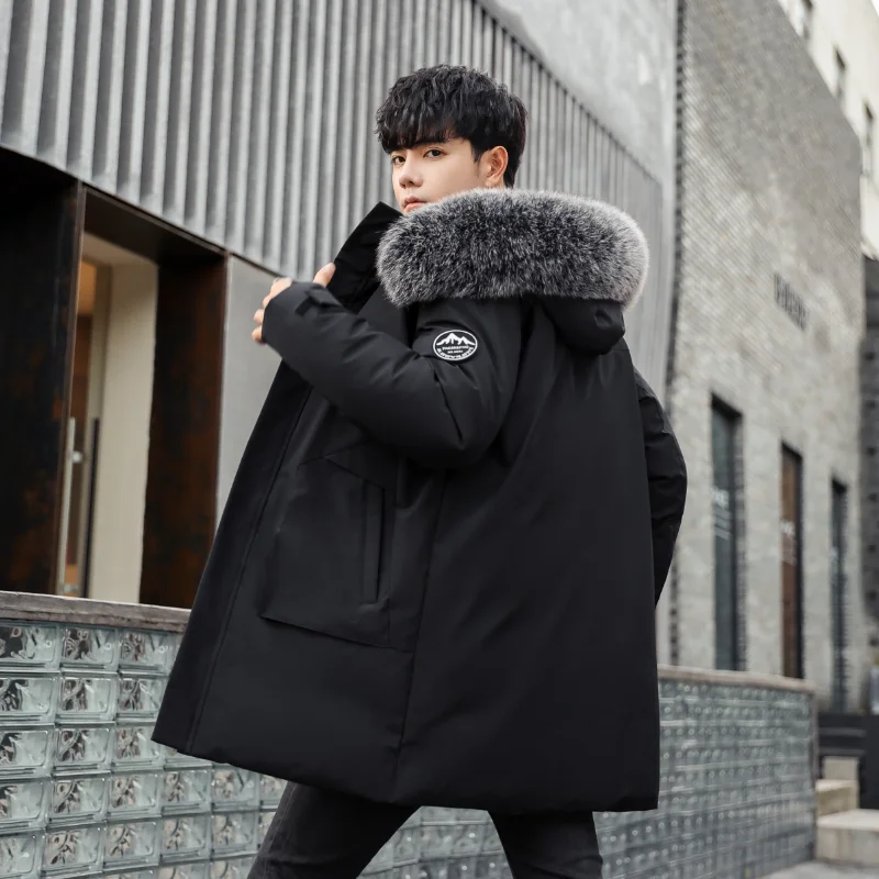 

Korean-style Winter Down Jacket Men's Brand Casual Fur Collar Hooded White Duck Down Warm Coat for Men's Clothing Winter Jacket