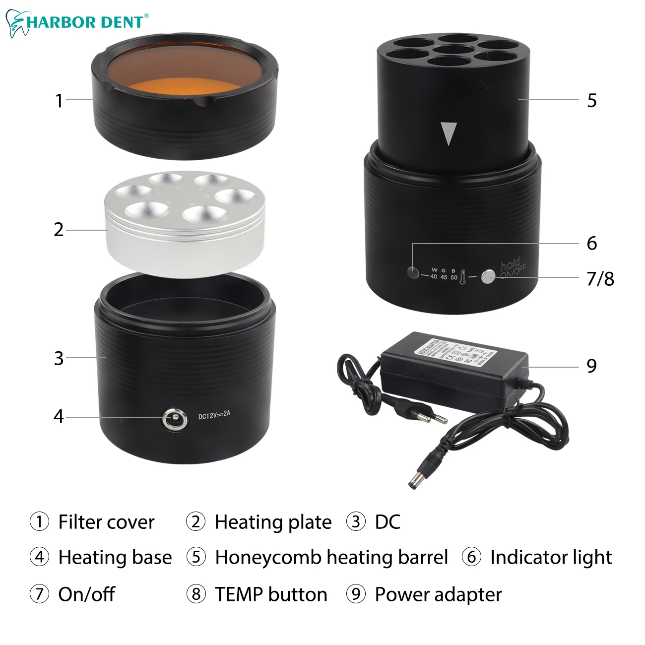 40/45/50℃ Dental Composite Resin AR Heater Composed Material Warmer 2 Ways Heating with Plate Dentist Equipment Teeth Whitening