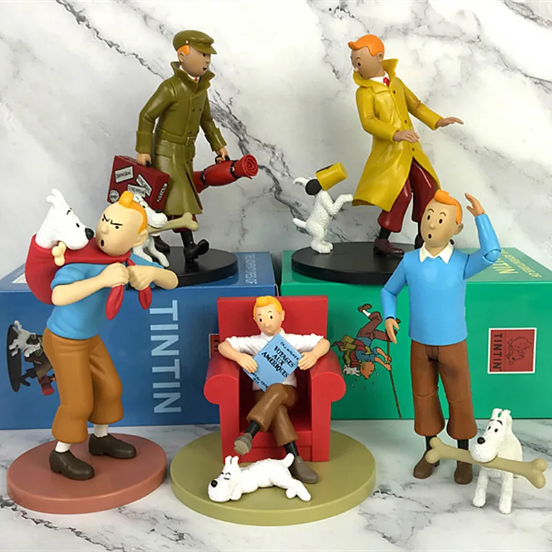 Action Figures Tintin And Snowy Statue Cartoon Peripheral Figure The Adventures Of Tintin Anime Figure Tintin Christmas Gift Toy