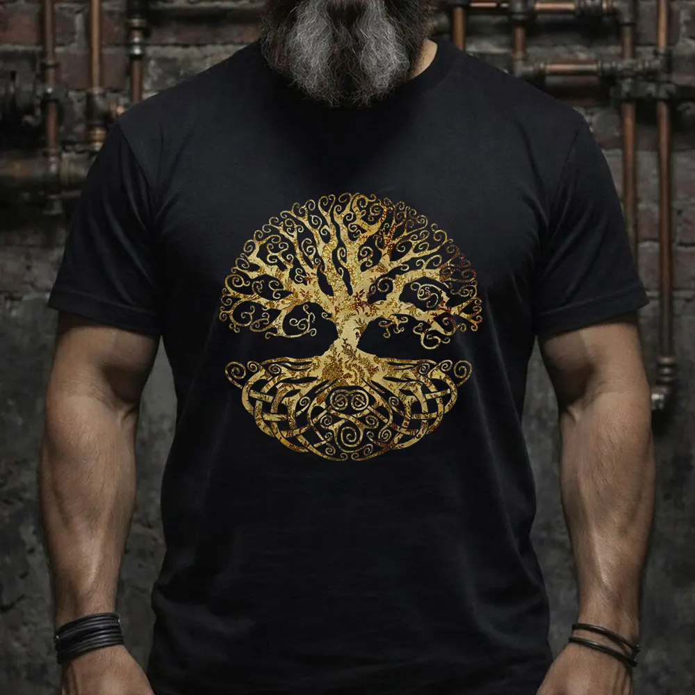 Celtic Tree of Life T-Shirt Forest Nature Budda Symbol Novelty Pure Cotton Short SleeveTees Viking Gift tee All size tops S-6XL