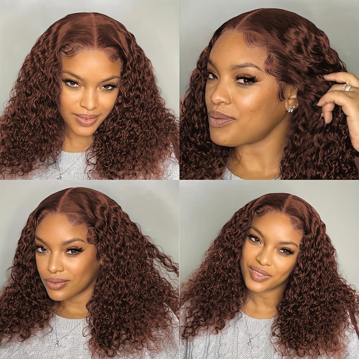 Brown Color Water Wave Wig Human Hair Wig 13x4 Transparent Lace Front Short Bob Wig For Woman Human Hair Wig