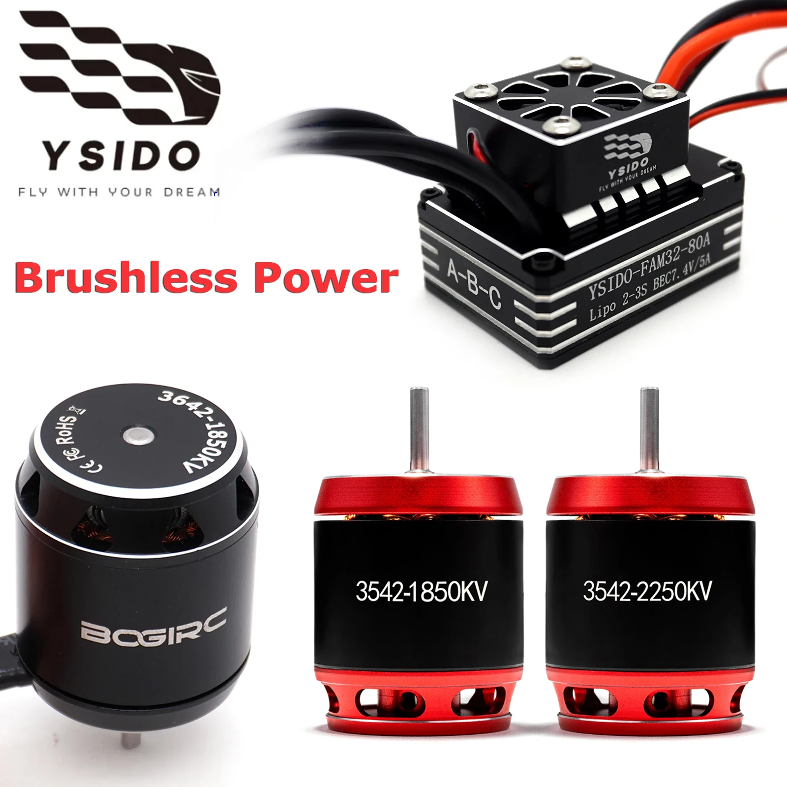 

YSIDO RC 3642 3542 1850/2150/2250KV Бесщеточный двигатель Outrunner AM32 80A ESC 2-6S для AXIAL SCX10 90046 Traxxas TRX4 TRX6 RC Car