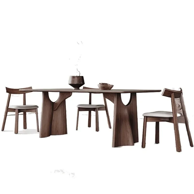Medieval style, French retro style solid wood dining table household small apartment rectangular dining table