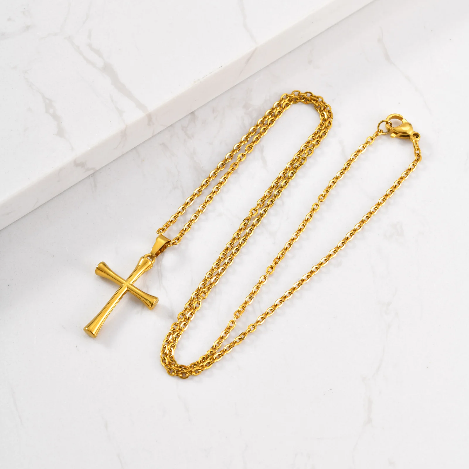 Vnox Stainless Steel Cross Pendant Necklace Silver 50cm