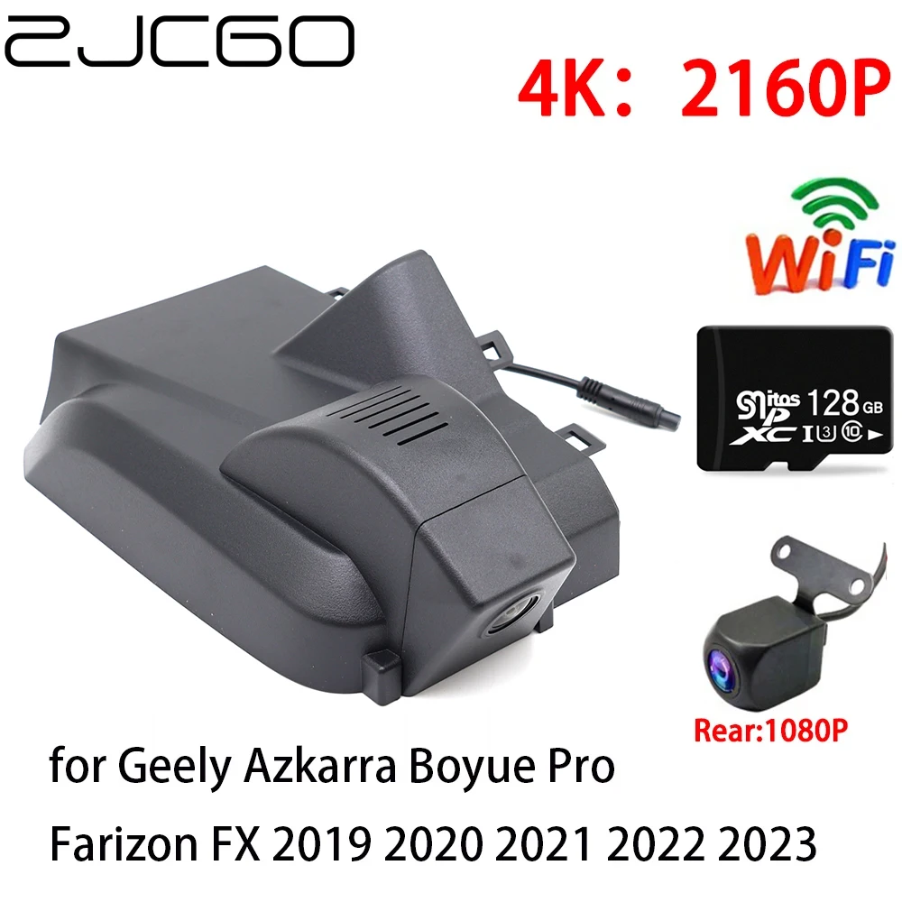 

ZJCGO 4K Car DVR Dash Cam Wifi Front Rear Camera 2 Lens 24h Monitor for Geely Azkarra Boyue Pro Farizon FX 2019~2024