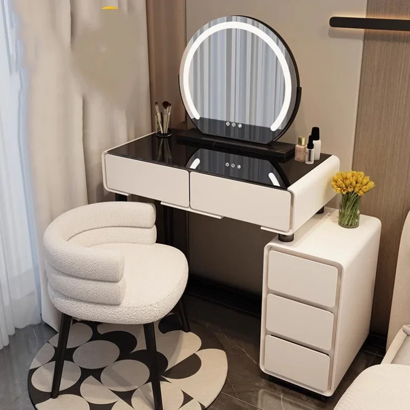 Heap Minimal Luxury Dressing Table Cabinet Storage Light Texture Wood Dressing Table Chair Essentials CCoiffeuse Furniture