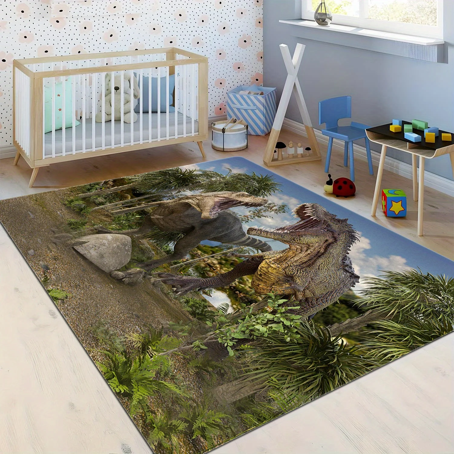 

Dinosaur T-rex Forest Print Rectangle Carpet Art Rug for Bedroom Living Room Soft Fluffy Bathroom Rug Nonslip Mat Home Decor