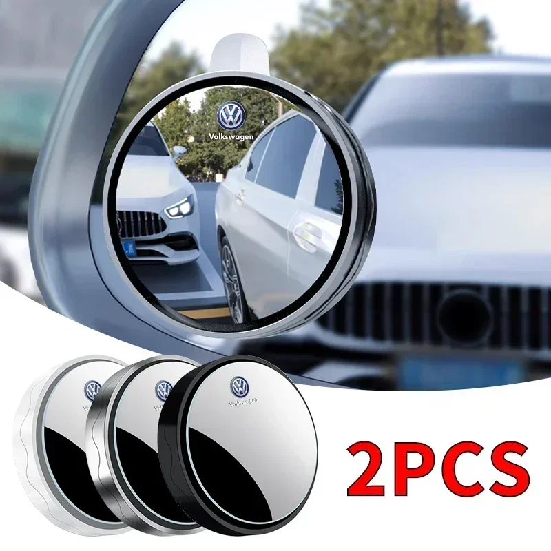 2Pcs 360 Degree Rotating Wide-angle Round Frame Blind Spot Mirror For Volkswagen Renault MINI Seat Chevrolet Kia Suzuki Audi