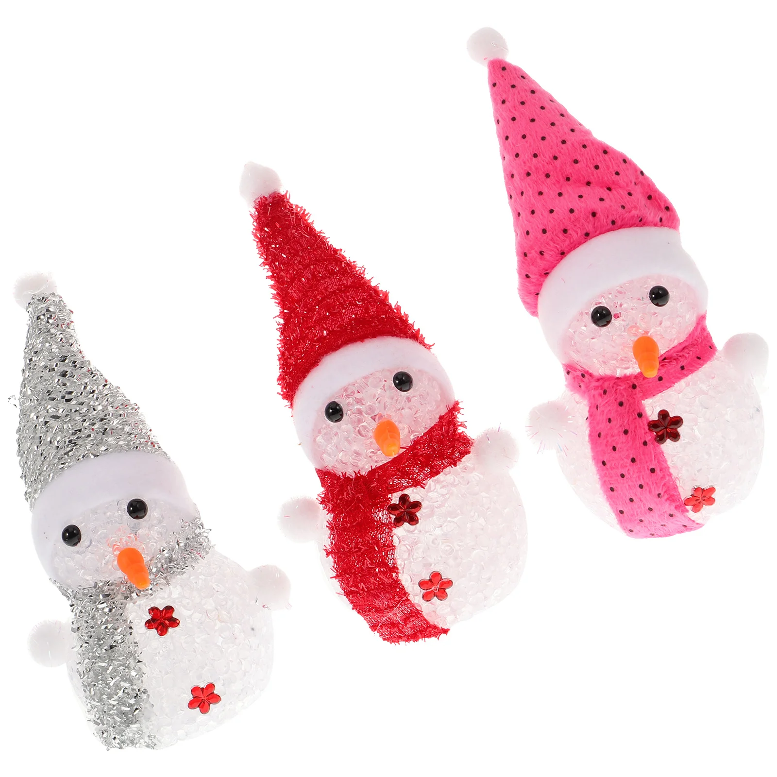 

3Pcs Luminous Snowman Decor Crystal Cartoon Xmas Ornament Decorative Christmas Party Table Adornment Xmas Luminous Snowman