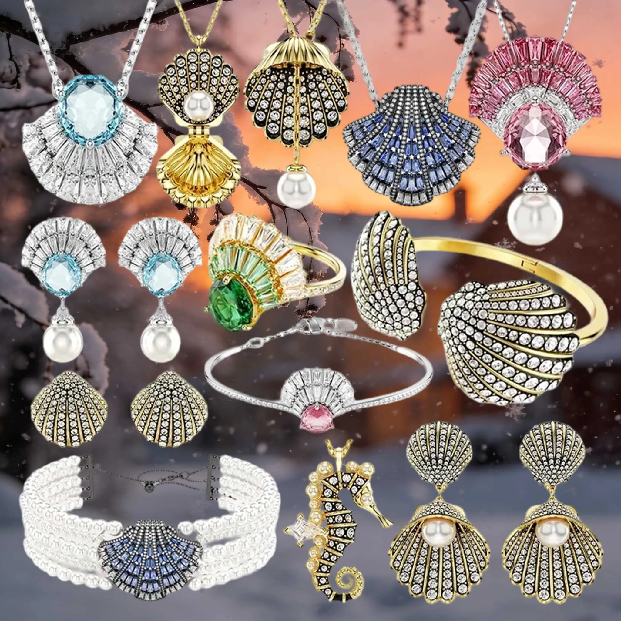 

Hot Selling Shell Necklaces Earrings and Rings Necklace Sets-Exquisite and FashionableWomen's AccessoriesPerfect forHolidayGifts