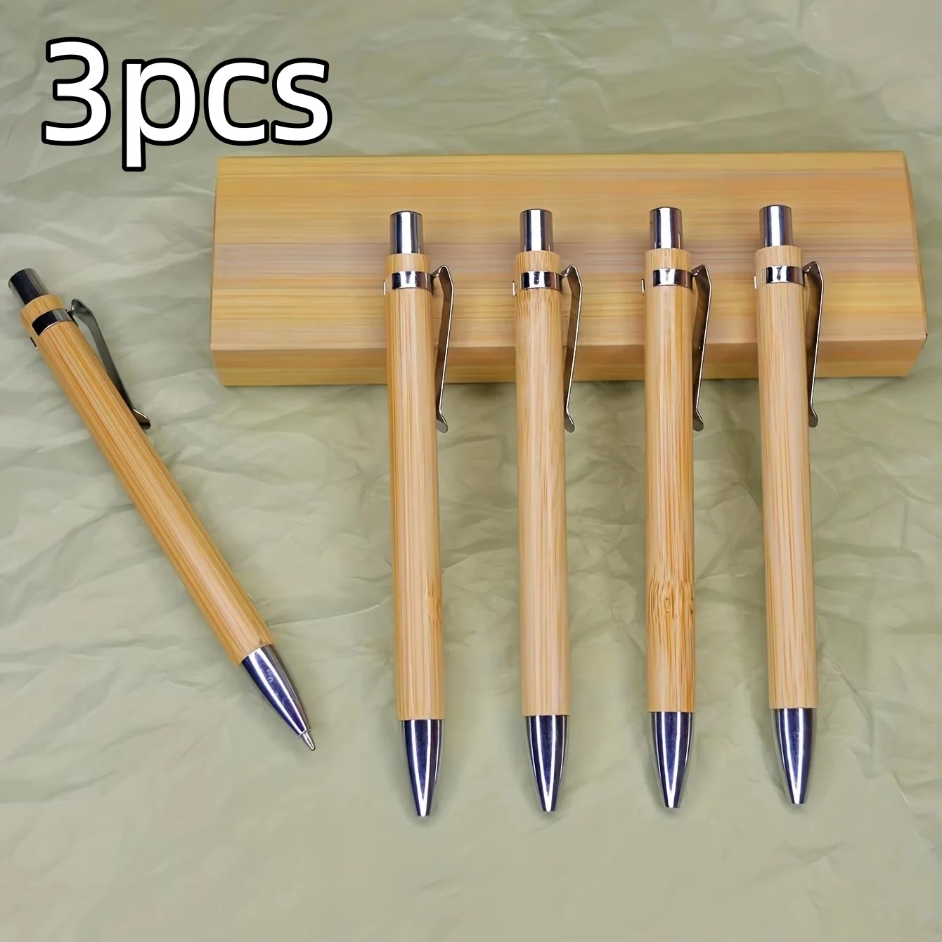 

3pcs Bamboo pen set Creative fashion pen clamping bamboo wood ballpoint pen Oil portable office signature pen