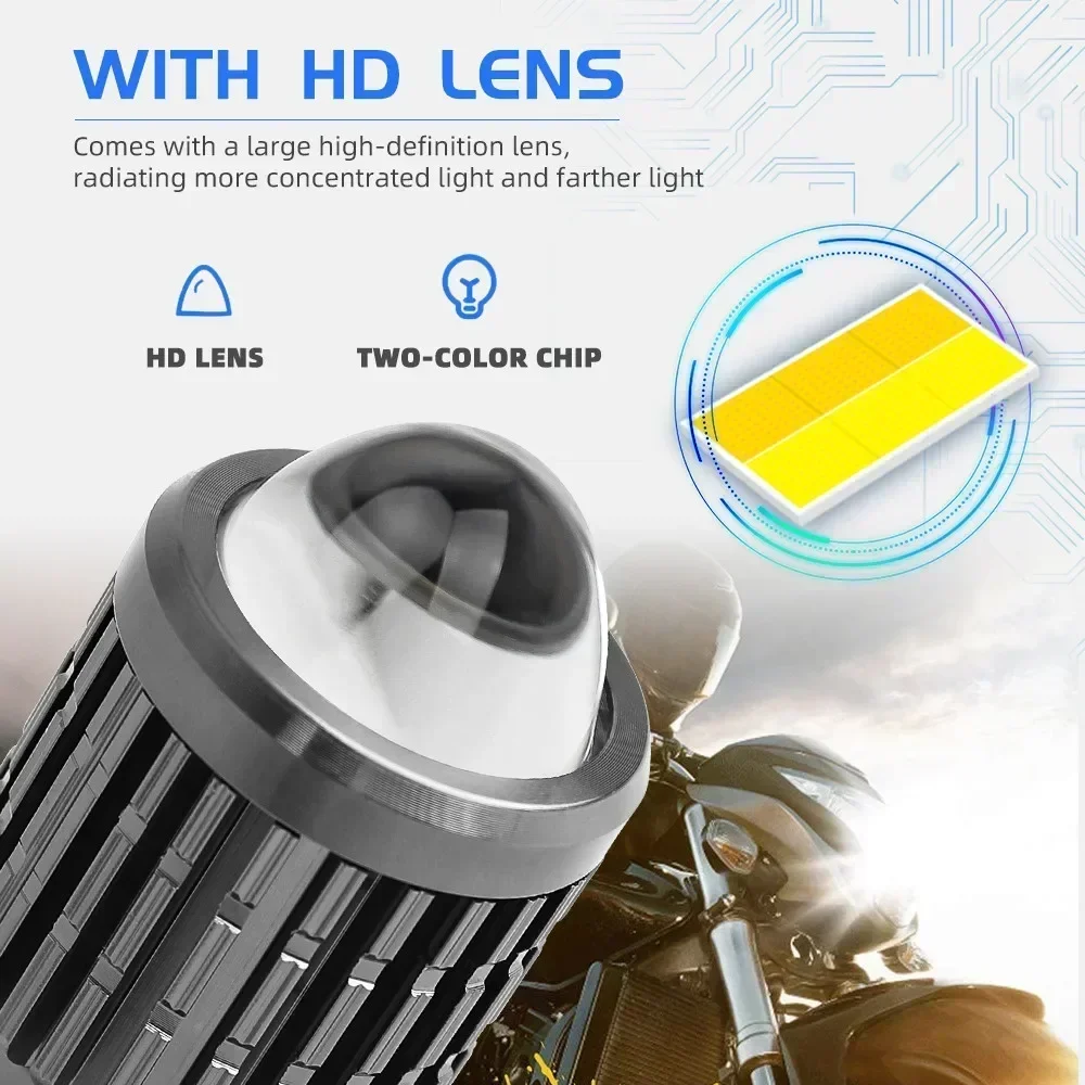 H6 BA20D H4 White 6000K Led Motorcycle Headlights With Lens Dual Color Hi/Lo Beam 12W 9-32V Fog Lights Lighting & Lamp