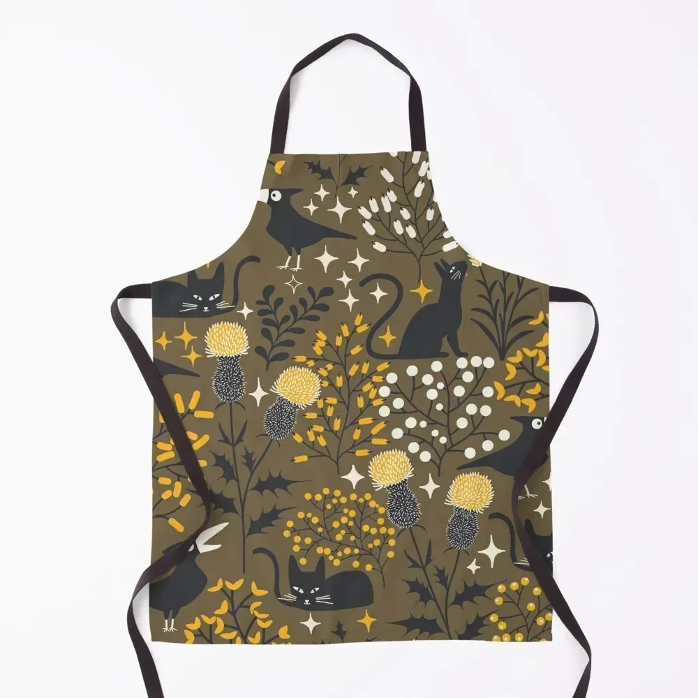 

Black Cat and Crow Pattern Apron kitchen utensil Kitchens Men Waterproof Kitchen Apras For Women Apron