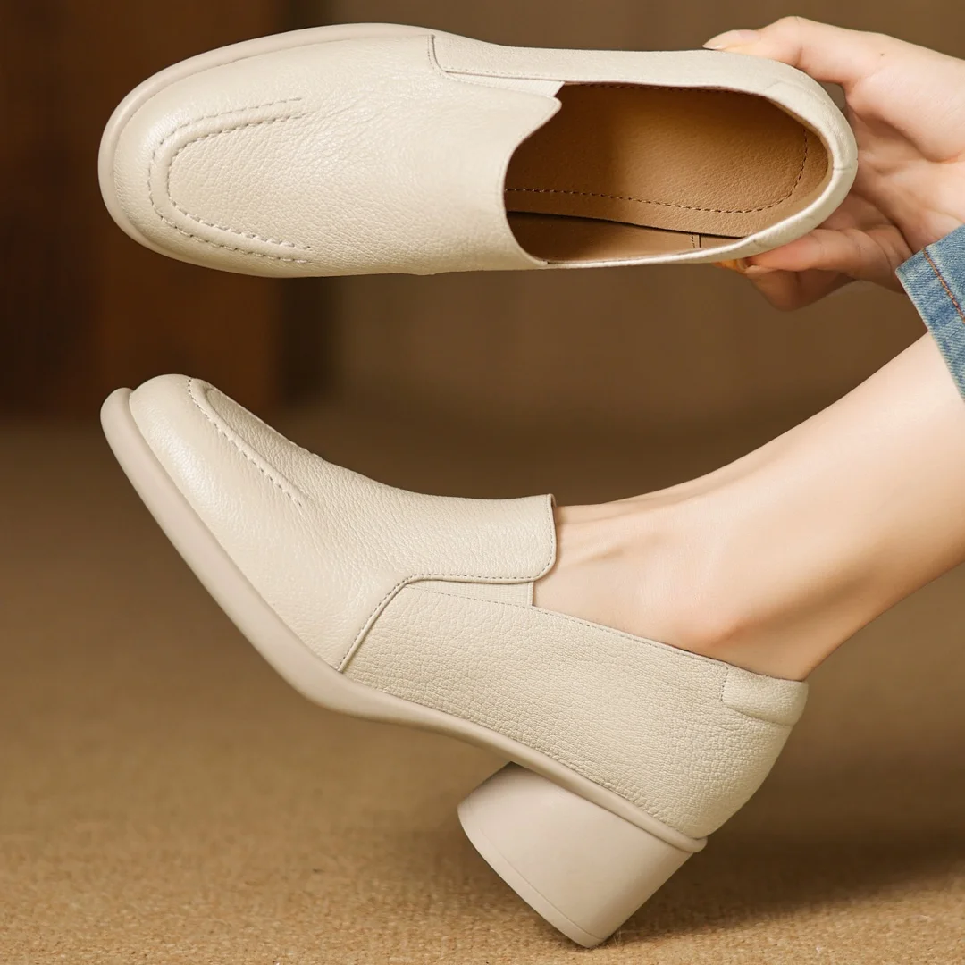 

Danxuefei женские туфли-лодочки без шнуровки из овчины с круглым носком, повседневные женские повседневные лоферы на среднем каблуке 5 см, распродажа