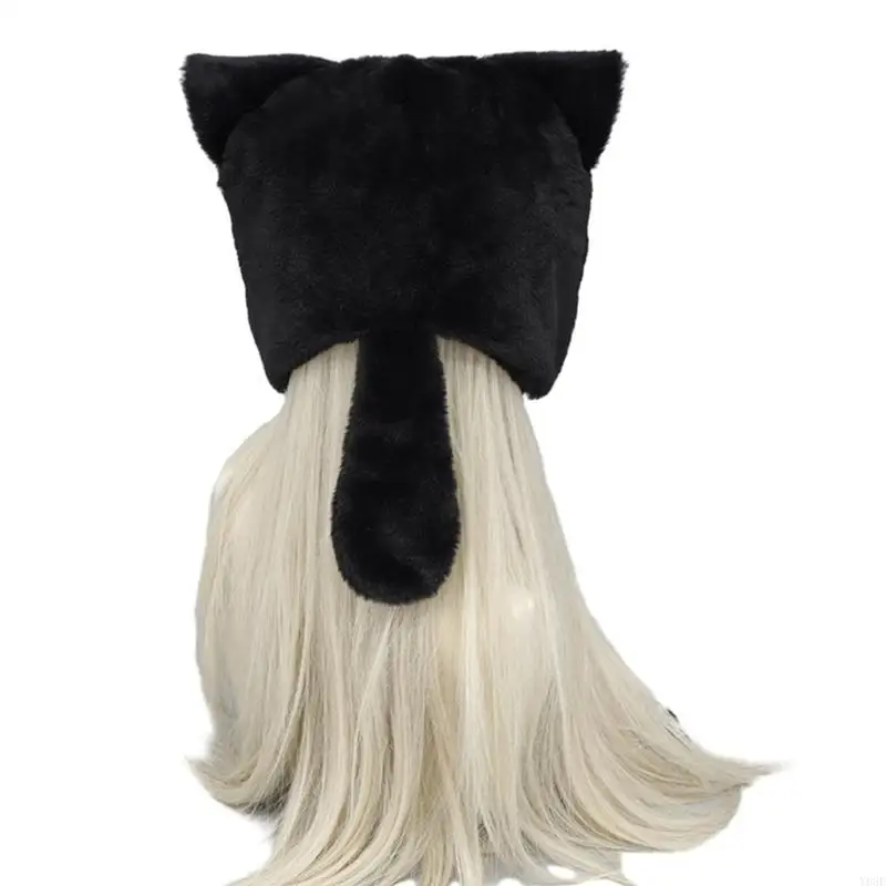 Animation Plush Hat for Female Y2K Ear Hat Winter Autumn Anime Role Play Ear Flap Hat Sweet Girls Windproof Bonnet Y08E