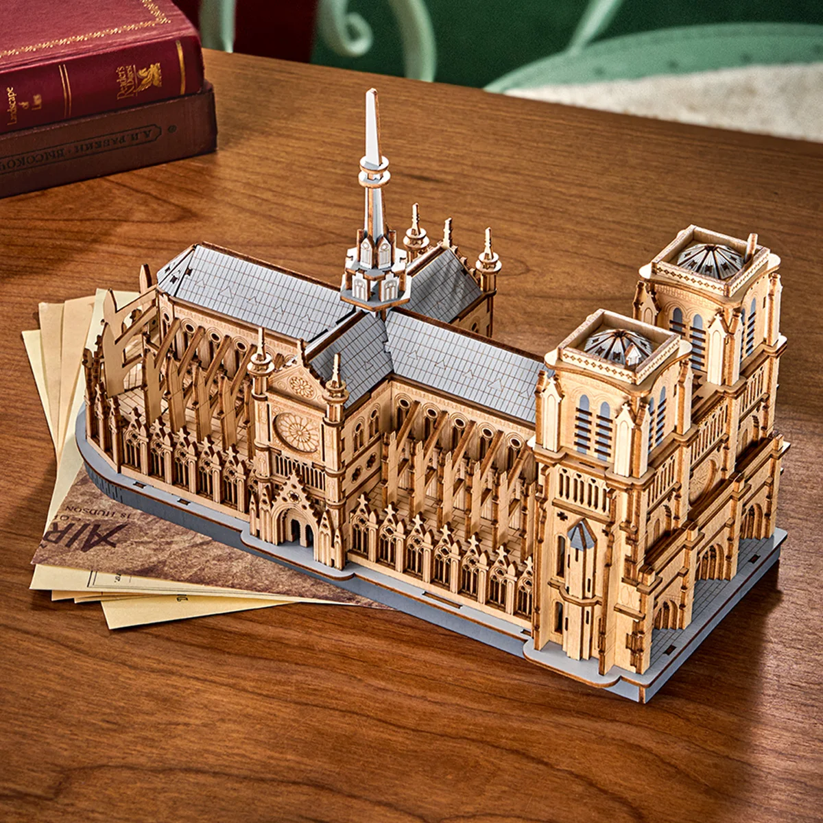 Robotime Katedra w Paryżu Puzzle 3D Drewniane Duma Wyświetlania Skala Laserowo Cięty Drewniany Model Zestaw Prezent dla Miłośników Architektury Dzieci Dorosłych