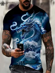 Maglietta da uomo di personalità della moda modello drago 3D stampato Harajuku Street manica corta O collo magliette magliette oversize magliette Casual