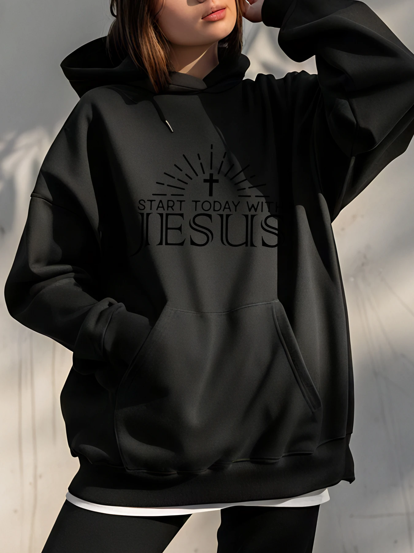 سترة كريستيان هوديي ابدأ اليوم مع سويت شيرت ديني مطبوع عليه يسوع للجنسين ملابس غير رسمية للشارع للنساء والرجال #1