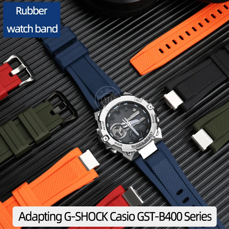 High Quality Modified Rubber Watchband For Casio G-SHOCK GST-B400 GST-B400BD Series Waterproof Sports Silicone Watch Band Strap