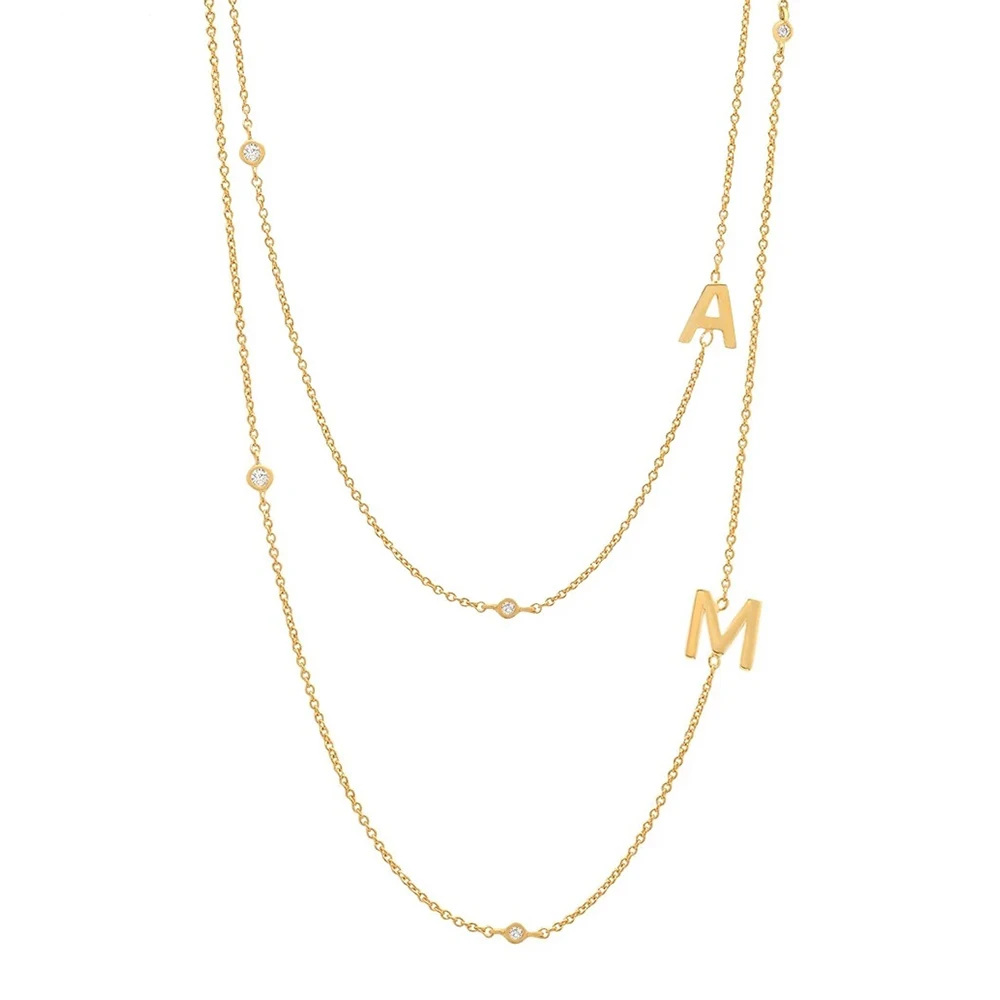 Aide 925 Sterling Silver Dainty Initial Necklace A-Z 26 Letters Name Choker Stackable Necklace For Women 18K Gold Plated Jewelry