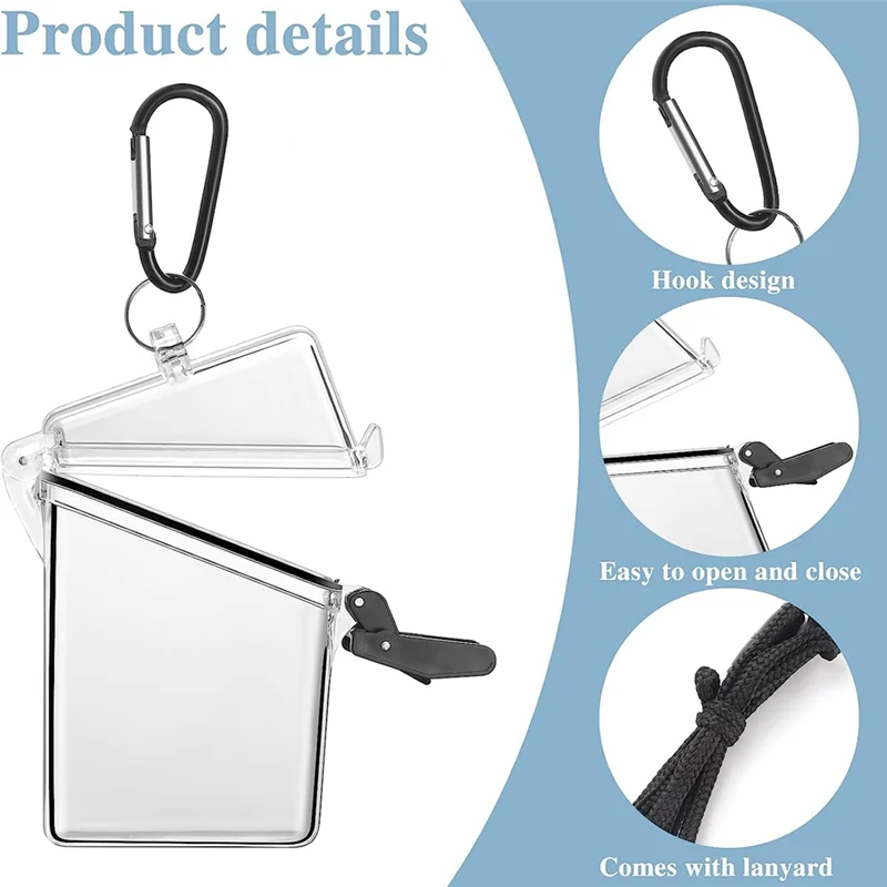 3 Pack Waterproof Id Card Badge Holder Case with Lanyard,Clear Waterproof Card Holder Lanyards for Id Badges and Keys