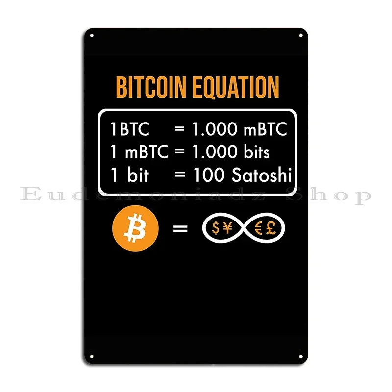 Bitcoin Equation I Btc Unit For Bitcoin Hodler Metal Sign Mural Classic Bar Cave Printed Wall Decor Tin Sign Poster