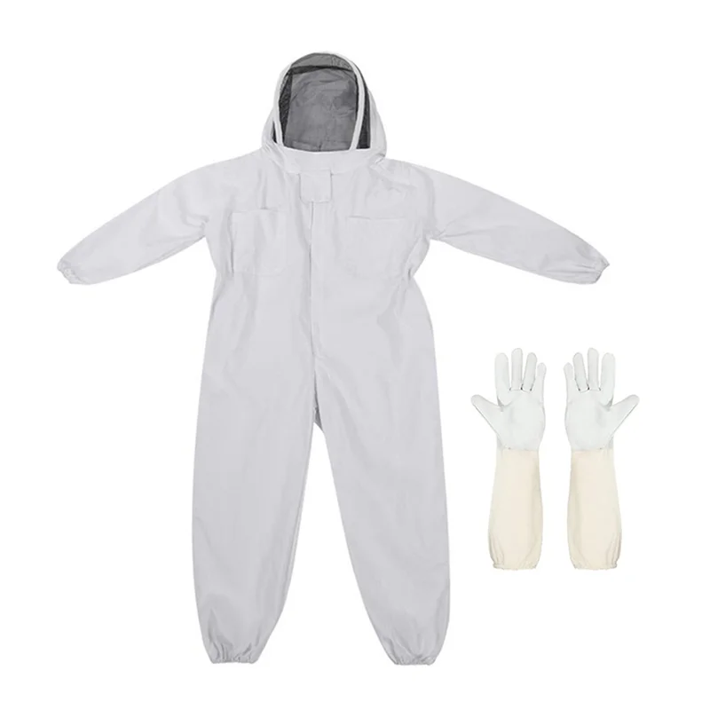 

BMBY-Bee Suit For Men Women Bee Keeper With Beekeeping Gloves White ,With Veil Hood,For Professional Beekeepers And Beginners XL