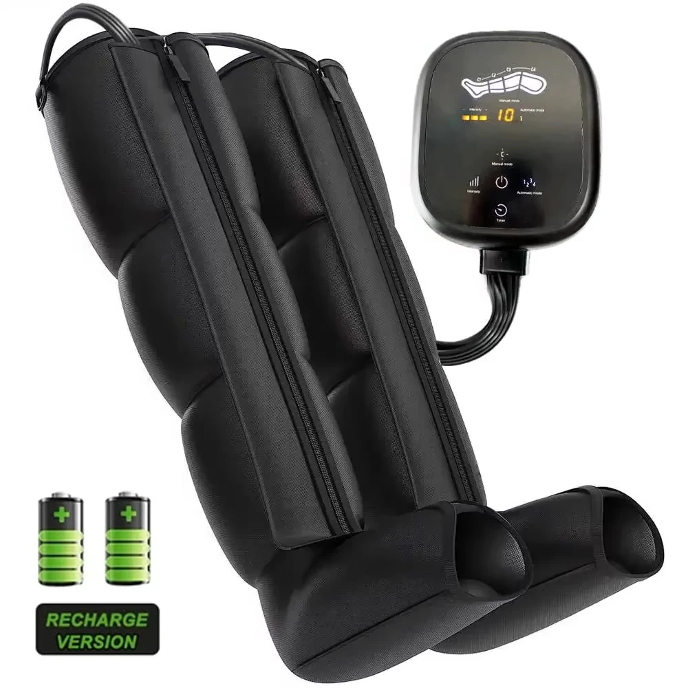 リンパ浮腫リリースと筋肉弛緩マッサージ用の4つのエアバッグとパワーポンプブーツを備えたコードレス空気圧縮レッグマッサージ