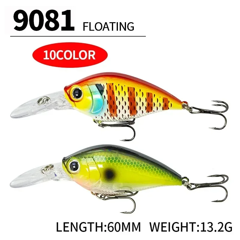 60mm 13.2g Crankbait Fishing Lures Floating Wobbler Jerkbait Deep Diving Long Lips Artificial Hard Bait Fishing Accessories