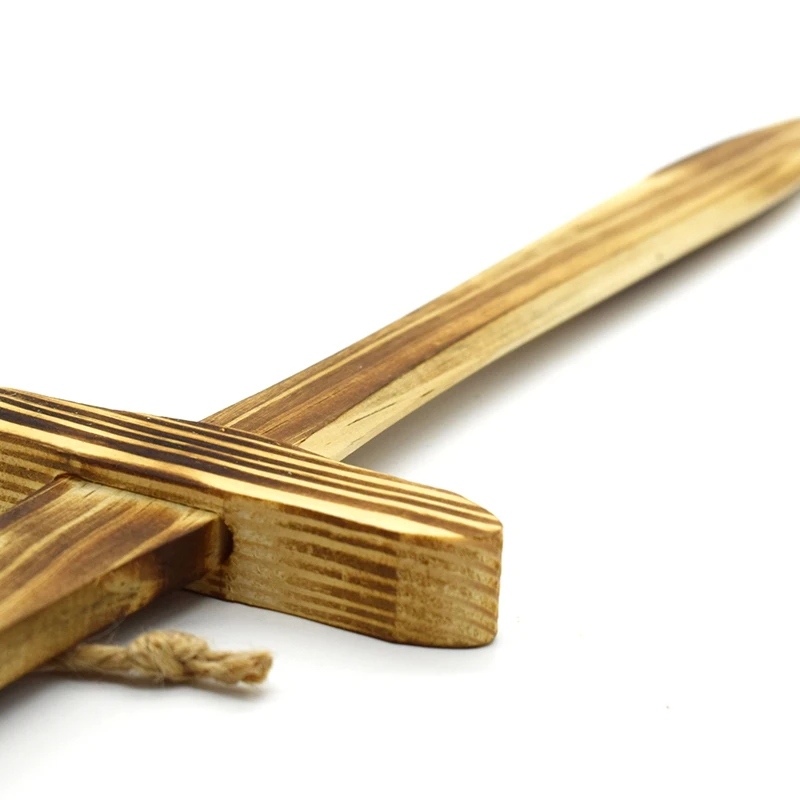 Épée en bois finition brûlée pour enfants, épée de samouraï, cosplay en plein air, épée Katana, accessoires pour garçons, jouets uniques, cadeau en gros, 40cm, 2 pièces