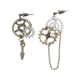 JAVRICK 1 Pair Women Steampunk Antique Female Gear Pendant Dangle Long Hook Earring Club Jewelry Vintage