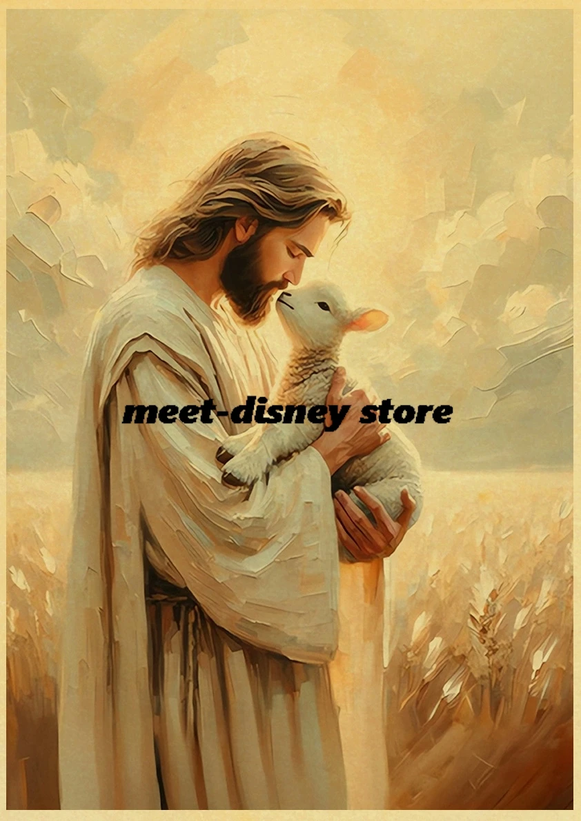 Oil painting of Jesus Print Poster Nostalgia Vintage Personalized Chambre Living Room Skateboard Art Picture Phone Gift Posters