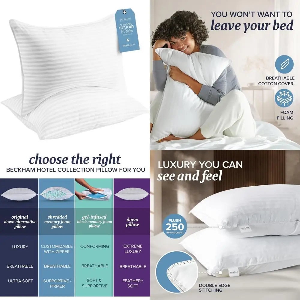 

Комплект из 2 регулируемых охлаждающих подушек размера Queen для сна на боку, спине и животе