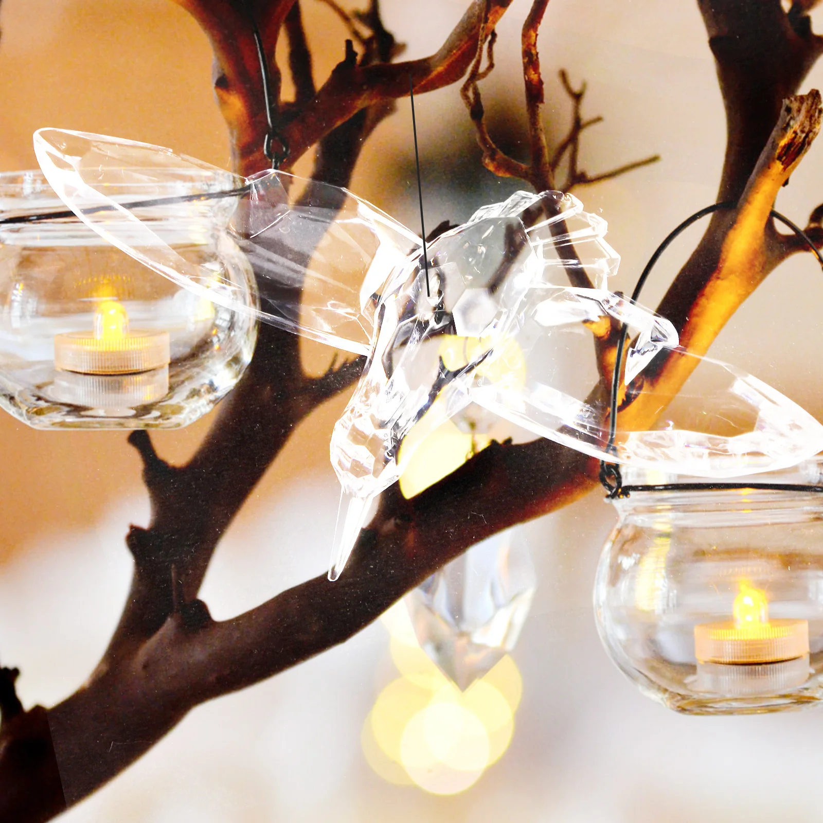 

3pcs Flying Birds Decor Acrylic Hanging Bird Ornament For Ceiling Decorative Pendant Holiday Party Home Bedroom Xmas Tree Table