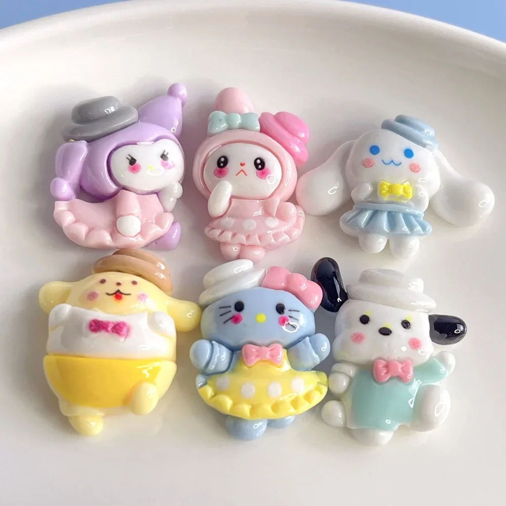 5Pcs cute sanrio cartoon resin flatback supplies diy kawaii resin accessories crafts materials scrapbooking embellishment