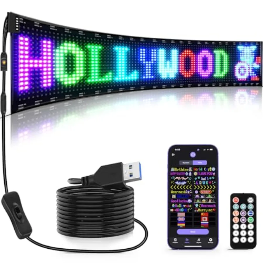 

Flexible Indoor LED Store Sign with Remote Scrolling Bluetooth APP Control Custom Text Pattern Animation Digital Display in Red