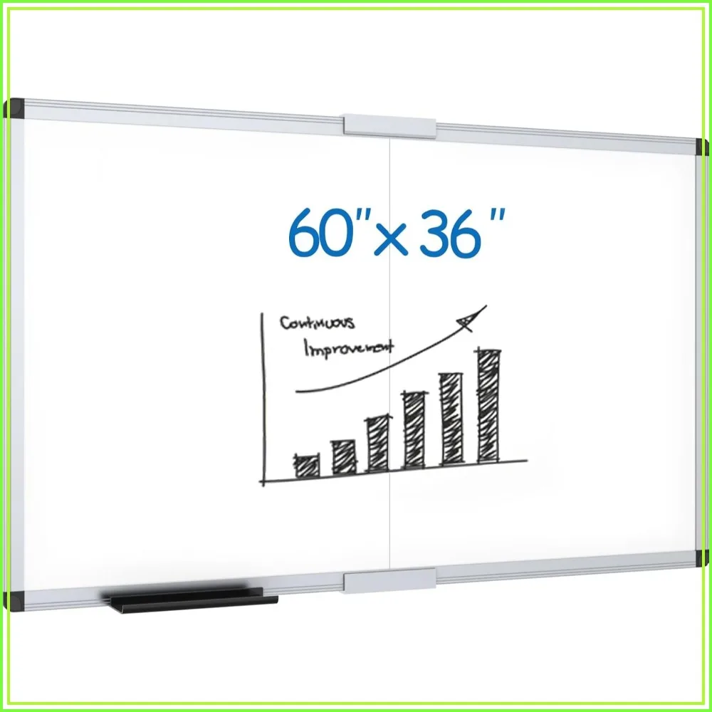 

Magnetic Dry Erase Board, 60 x 36 Inches, Foldable Wall-Mounted Whiteboard with Silver Aluminum Frame & Marker Tray for Office School Home