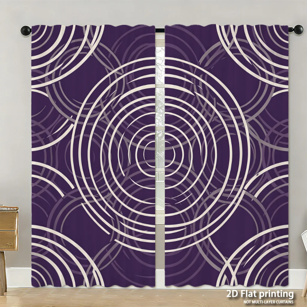 Dramatic Purple Abstract Geometric Circle Pattern Curtains for Modern Living Room Bedroom Window Home Decoration