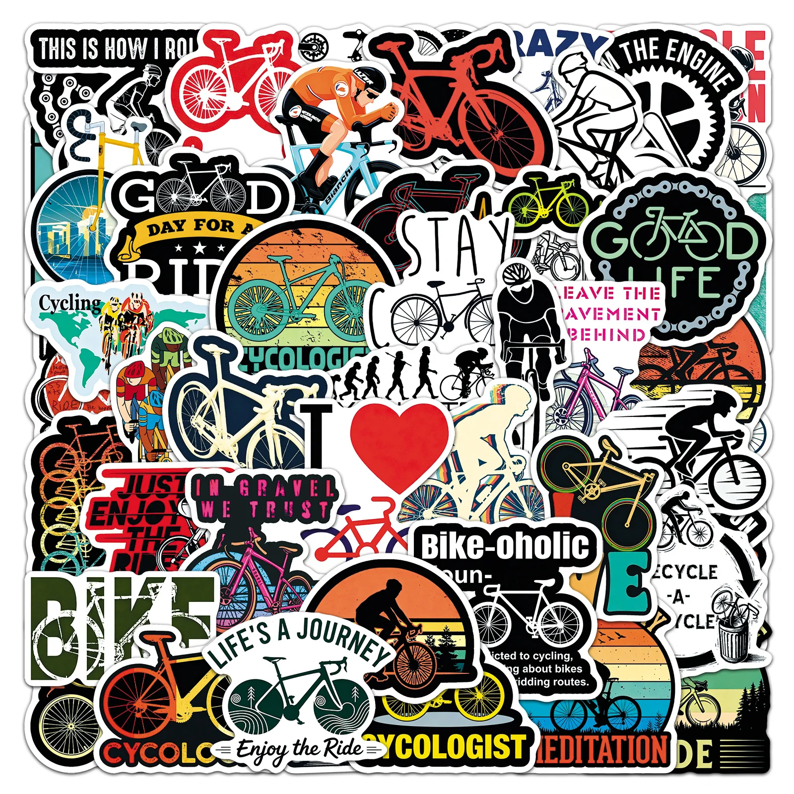 50PCS Cute Riding Creative Stickers Cartoon DIY Skateboard Phone Case Laptop Waterproof Cool Decal Stickers