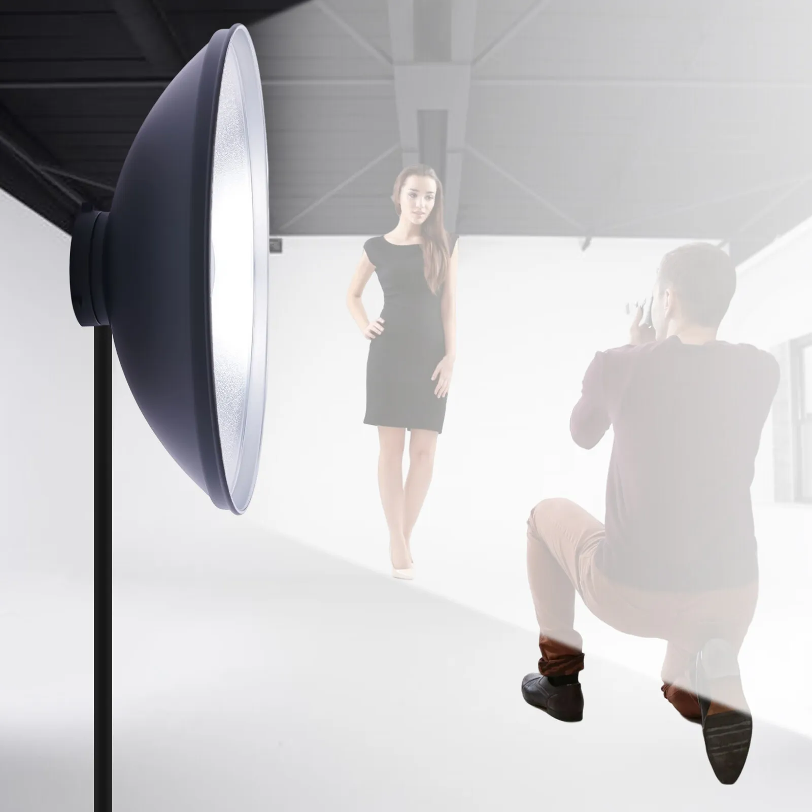 42cm/16インチ スタジオレフ板 ビューティーディッシュ ディフューザー フラッシュヘッド ストロボ ボーエンズマウント