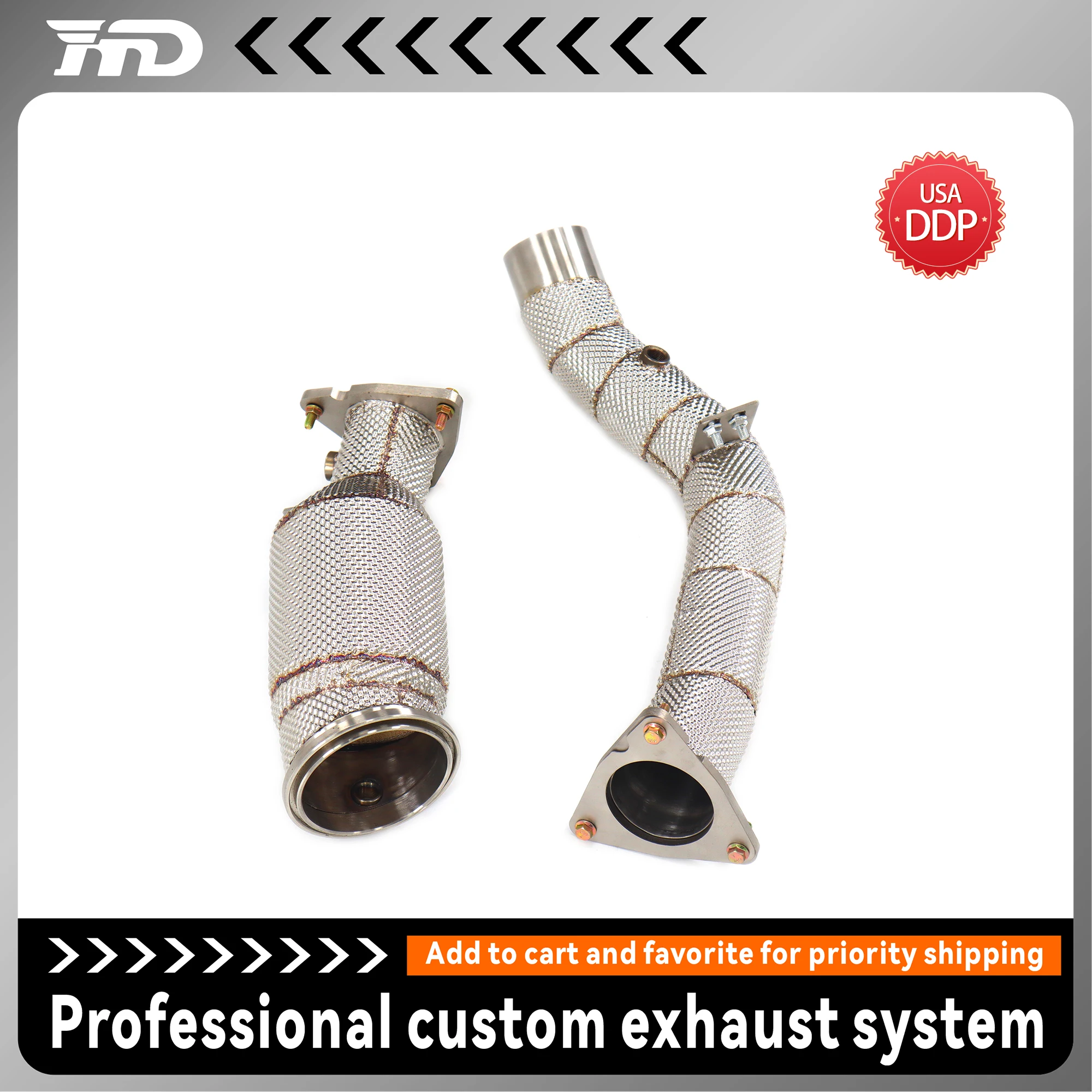

High-flow performance downpipe + front pipe for the Land Rover Range Rover Sport 3.0T HMD exhaust system car accessories