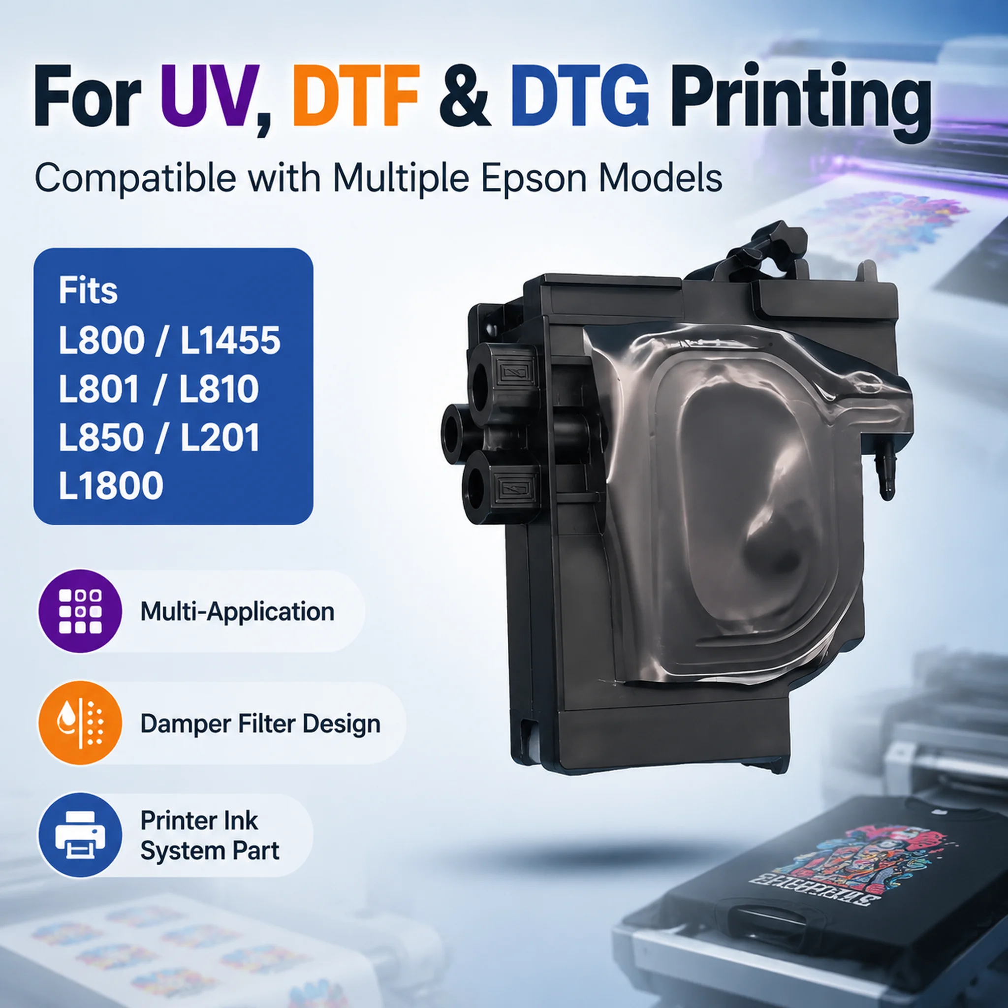 DTF DTG UV Damper For Epson L800 L1455 L801 L810 L850 L201 L1800 Ink Damper Filter Fits
