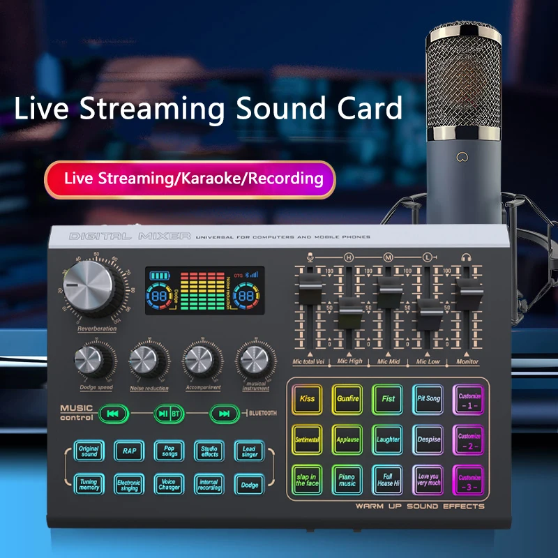 X9 بطاقة صوت حية للكمبيوتر الذكي ، تأثيرات خلاط دي جي ، وحدة تحكم واجهة الصوت ، خلاط صوت مباشر ، بث يوتيوب