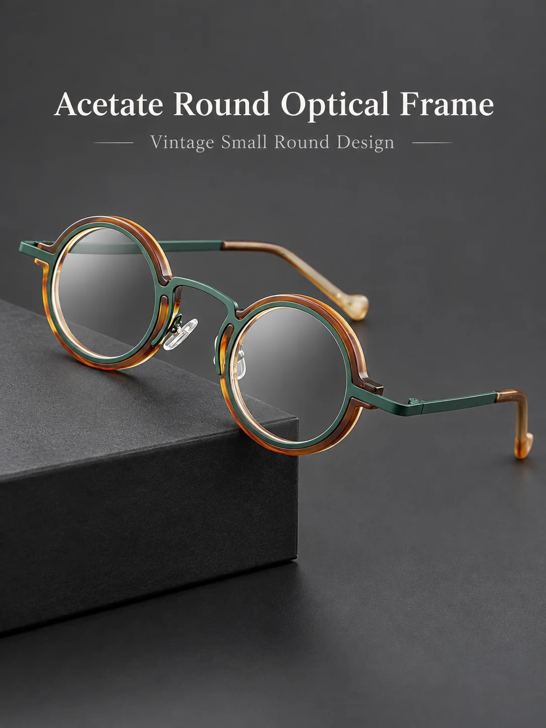 HONKAN Ultraleichter Acetat-Rahmen Metall-Brillengestell Retro Runde Lesebrille für Herren und Damen Hochwertiger Optischer Brillenrahmen – Detail 4