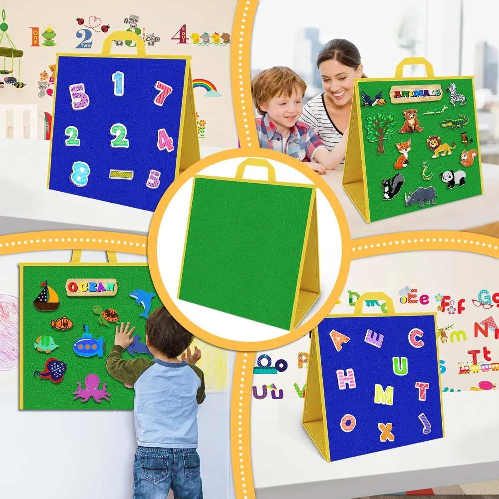 17"x17" Felt Board for Toddlers, Flannel Board for Interactive Storytelling, Visual Schedule & Learning Activities view 6