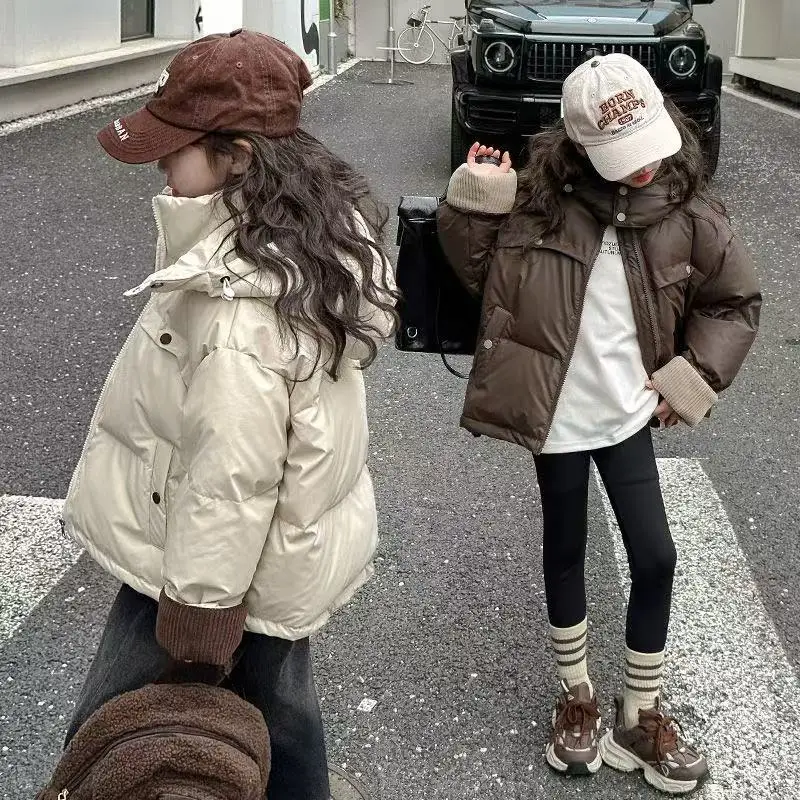 Girls' Down Cotton Jacket Winter 2025 New Fashionable Medium and Large Children's Thick Cotton Jacket Outcoat 120-170CM