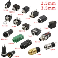 10Pcs PJ Series Headphone PCB Mount Jack 2.5mm 3.5mm 3Pin 5Pin Audio Video Interface Connector PJ316 PJ341 PJ392 Earphone Adapte